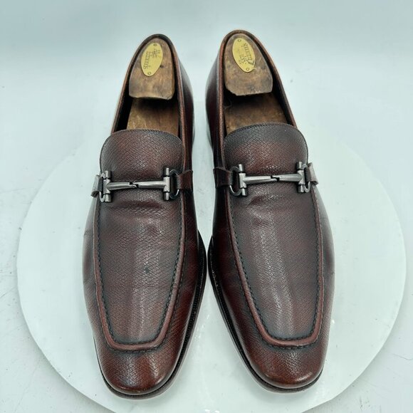 Salvatore Ferragamo Men Size 8.5 D Brown Leather Horsebit Loafer Dress Shoes - Picture 4 of 13